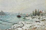 Alfred Sisley Mooring Lines, the Effect of Snow at Saint-Cloud oil painting picture wholesale